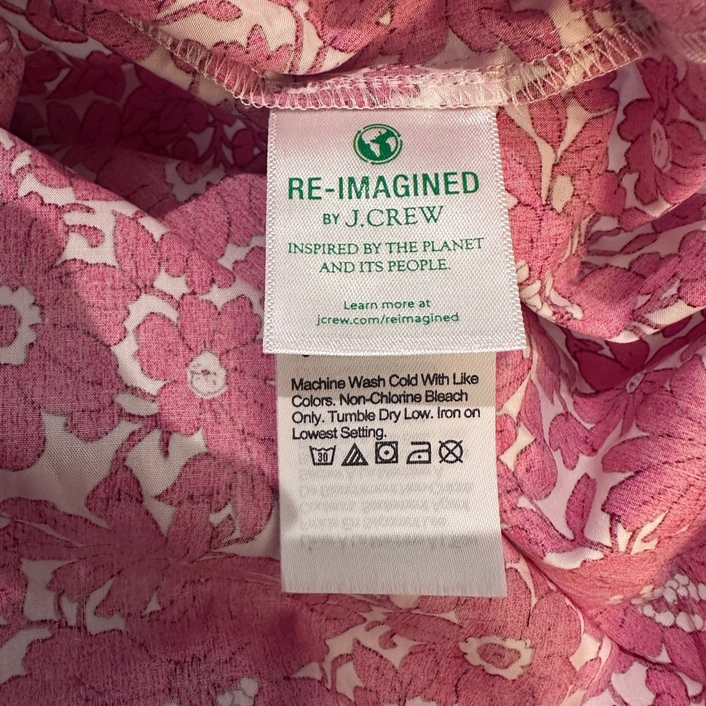NWT Button-front ruffleneck popover in blushing meadow cotton poplin size large - Picture 7 of 8